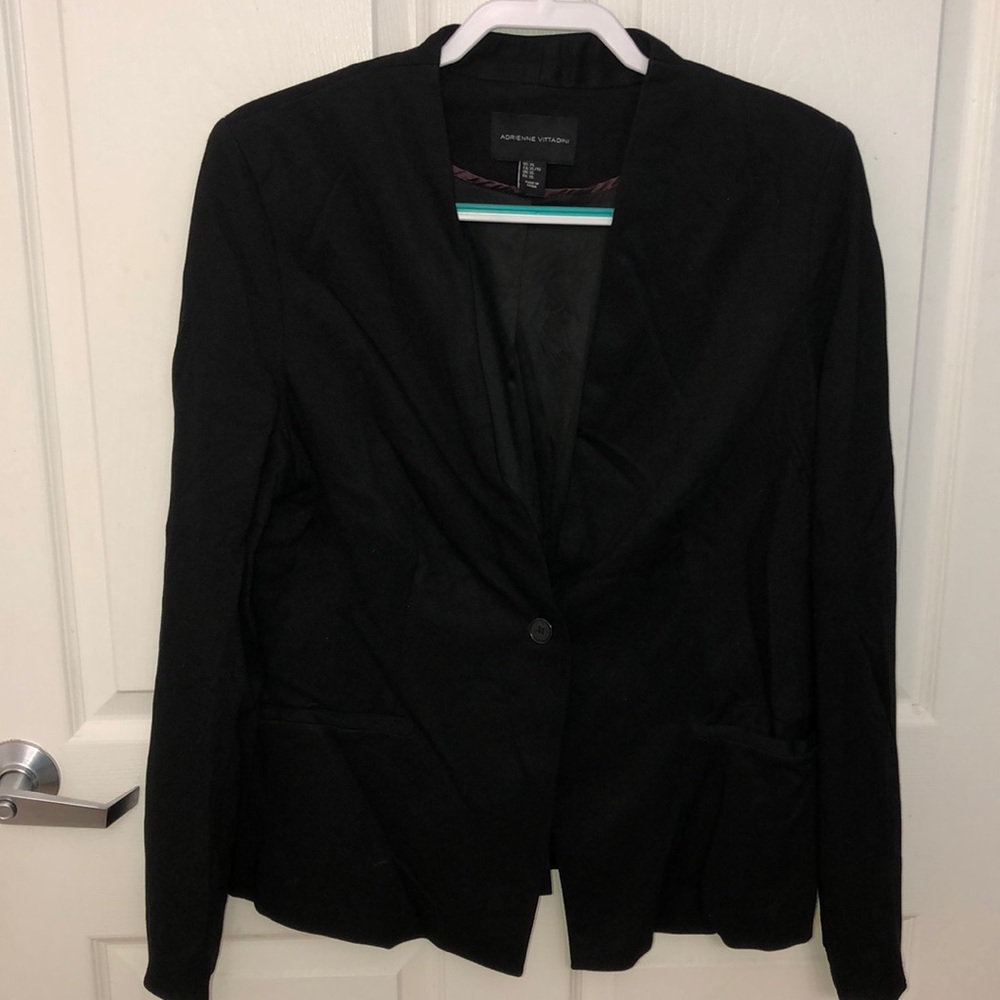 Adrienne Vittadini Black Collar-less Blazer